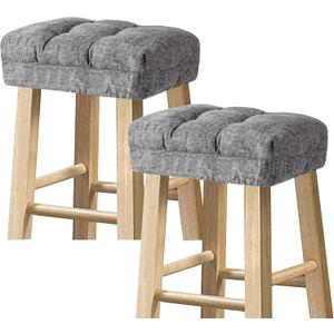 Set of 2 Rectangle Bar Stool Seat Covers, Soft and Cushioned Bar Chair Covers, Easy to Install and Wash, Cover Only, Gray