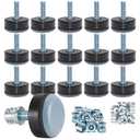 NEWBYTEK ​1/4-20 Leveling Feet - PTFE (Teflon) Bottom(1 inch Base), Smooth Gliding Base for Furniture Protection, Adjustable Furniture Leveler for Tables, Chairs, Legs (16 Pack)