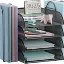 4 Tier Stackable Paper Tray Organizer for Desk, Office Desk Accessories, Paper Sorter Organizer for Letter/A4 Office File Folder Holder (Black, 19.2" x 9.7" x 10.2") (Portrait)