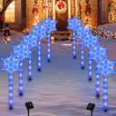 Snowflake Solar Christmas Pathway Lights, Set of 10 LED Outdoor Stake Lights, Waterproof Christmas Decorations for Garden, Yard, Lawn, Walkway, Patio Decor (10pcs Blue)