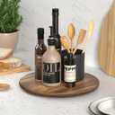 Lazy Susan for Table Top Bamboo Lazy Susan Turntable for Cabinet Kitchen Countertop Organizer for Condiment Bathroom Counter Organizer Decor Sink Tray Acacia Wood 12 Inch (Brown)