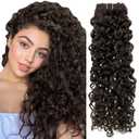 Hetto Curly Hair Extensions Clip in Hair Extensions Real Human Hair Darkest Brown #2 Natural Wavy Clips in Hair Extension Human Hair 16 Inch 7Pcs 120g
