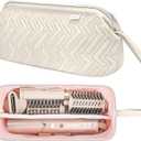 Leudes Hair Tools Travel Bag for Shark Flexstyle Carrying Case Portable Shark Hair Air Wrap Dryer Case Waterproof Dustproof Flat Curling Iron Travel Organizer (Beige) (467.17 cubic inches)
