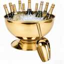 Large Ice Bucket, 12L Champagne Bucket with Ice Scoop Semicircle Drink Tub with Integrated Base Gold Beverage Tub for Parties, Cocktail Bar, Chilling Wine (1, Gold)