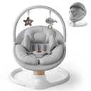 Baby Swings for Infants, FasonBaby Electric Baby Swing with 10 Preset Melodies, 5 Speeds, Remote Control and Bluetooth - Portable Infant Swing for Indoor and Outdoor(Grey)