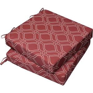 AAAAAcessories Outdoor Seat Cushions for Chairs, Waterproof, Fade-Resistant, 19" x 19" x 3", Patio Furniture Replacement Cushions, Set of 2, Clay Red Vine Trellis