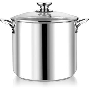 P&P CHEF 12 Quart Stainless Steel Stock Pot with Lid, Large Stockpot for Cooking Pasta Soup, Cookware for Induction Gas Electric Stoves, Visible Lid & Measuring Markings, Dishwasher Safe