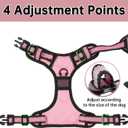 NESTROAD No Pull Dog Harness, Adjustable Oxford Medium Dog Harness with Leash, Reflective No-Choke Pet Vest Harness with Easy Control Soft Handle for Dogs(M, Pink)