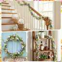 Ceenna 6ft Easter Garland Easter Egg Garland Flower Wreath with Flowers Eggs Leaves for Spring Mantle Fireplaces Archways Home Table Centerpieces Decoration (Pink Flower)