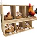 Chicken Nesting Box, 6 Compartment Wooden Nesting Boxes for Chickens with Perches, Floor/Stand/Wall Mount Large Chicken Nesting Boxes for Laying Eggs