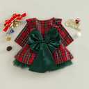 CIYCUIT Toddler Girl Christmas Dress Baby Plaid Dress with Bow Holiday Outfit (6-12 Months, A1 Red Green)