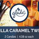 Glade 1-Wick Scented Candle Jar, Vanilla Caramel Twist, Air Freshener Infused with Essential Oils, 4.08 Oz, 2 Count
