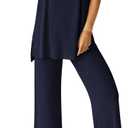 PRETTYGARDEN Women's 2 Piece Lounge Set 2025 Summer Casual Loose Tank Top Wide Leg Pants Matching Travel Outfits Tracksuit (XX-Large, Navy)
