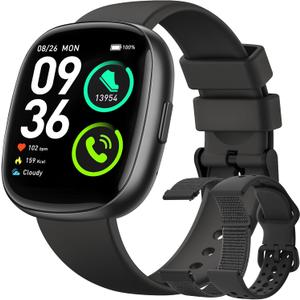 Smart Watches for Men Women Fitness: Fitness Tracker with Blutooth Call 24/7 Heart Rate SpO2 Sleep Monitor 5ATM Waterproof 120+ Sport Mode Activity Trackers Compatible iPhone Android Phones (3 Bands) (Black)