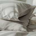 MooMee Bedding Pillowcases Pack of 2 100% Washed Cotton Linen Like Textured Breathable Durable Soft Comfy (Pastel Grey, King)