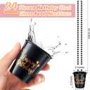 Sureio 24 Pack Shot Glass Necklaces Cups Bulk Birthday Shot Glass on Beaded Plastic Necklace for Happy Wedding Festival Parade Birthday Party Favor Anniversary Supplies(Black, White)
