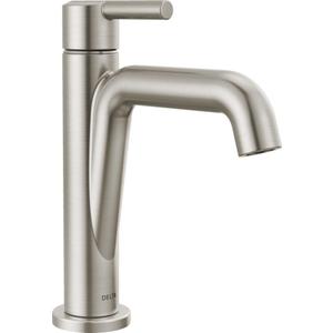 Delta Nicoli Brushed Nickel Bathroom Faucet 1 Hole, Single Hole Bathroom Sink Faucet for Vanity, Push-Pop Drain Assembly, Stainless 15849LF-SS