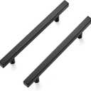Ravinte 25 Pack 7.38'' Square Cabinet Pulls Matte Black Stainless Steel Kitchen Drawer Pulls Cabinet Handles 7-3/8Length,5 Hole Center