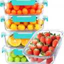 KOMUEE 30 oz 5 Pack Glass Meal Prep Containers, Glass Storage Containers with Lids - Dishwahser, Microwave, Oven and Freezer Safe, Green