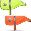 Geyoga 2 Pieces Dog Reflective Vest Adjustable Dog Safety Service Vest Pet High Visibility Apparel Pet Jacket Clothes Safeguard for Hunting Outdoor Walking Night(L,Blaze Orange, Fluorescent Yellow)