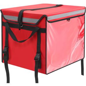 CroBlissful Insulated Food Delivery Bag for Bike with Rear Rack Pizza Delivery Box with Shoulder Belt and Internal Accessories Waterproof, Internal Dimensions (Red,19.2 x 15.5 x 16.1 Inches)