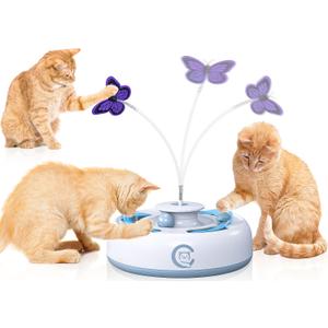 Cat Toys 3 in1 Automatic Interactive Kitten Toy, Moving Ambush Mouse, Fluttering Butterfly, Track Balls, USB Powered, Indoor Exercise Kicker, Mouse Catching Game (Bright White) Cat Toys 3 in1 Automatic Interactive Kitten Toy, Moving Ambush Mouse, Fluttering Butterfly, Track Balls, USB Powered, Indoor Exercise Kicker, Mouse Catching Game (Bright White)