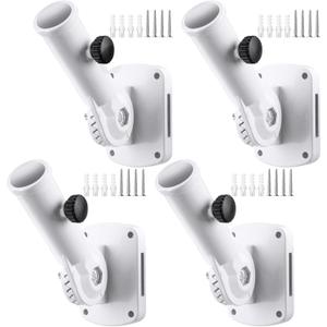 Tandefio 4 Pcs Flag Pole Holder for Outside House Adjustable Bracket Heavy Duty Mount Aluminum Alloy Multi Position White Mounting Bracket