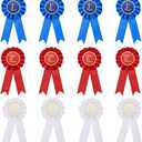 MTLEE Award Ribbon Rosette Set Satin Participation Ribbon Honorable Awards Badge Blue Red and White Prizes 1st 2nd 3rd Place Medals for Classroom Prize Science Fair Talent Show(12 Pcs)