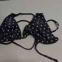 Floerns Women's Polka Dots Halter Bikini Top Sexy Triangle Beach Vacation Bathing Suit Swimsuit Tops (Black, S)