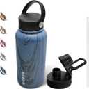 BJPKPK 27oz Insulated Water Bottles,Stainless Steel Water Bottle with Straw,Thermo Insulated Water Bottles with 3 Lids,Hot Cold Water Bottles for School-New-Prussian Blue