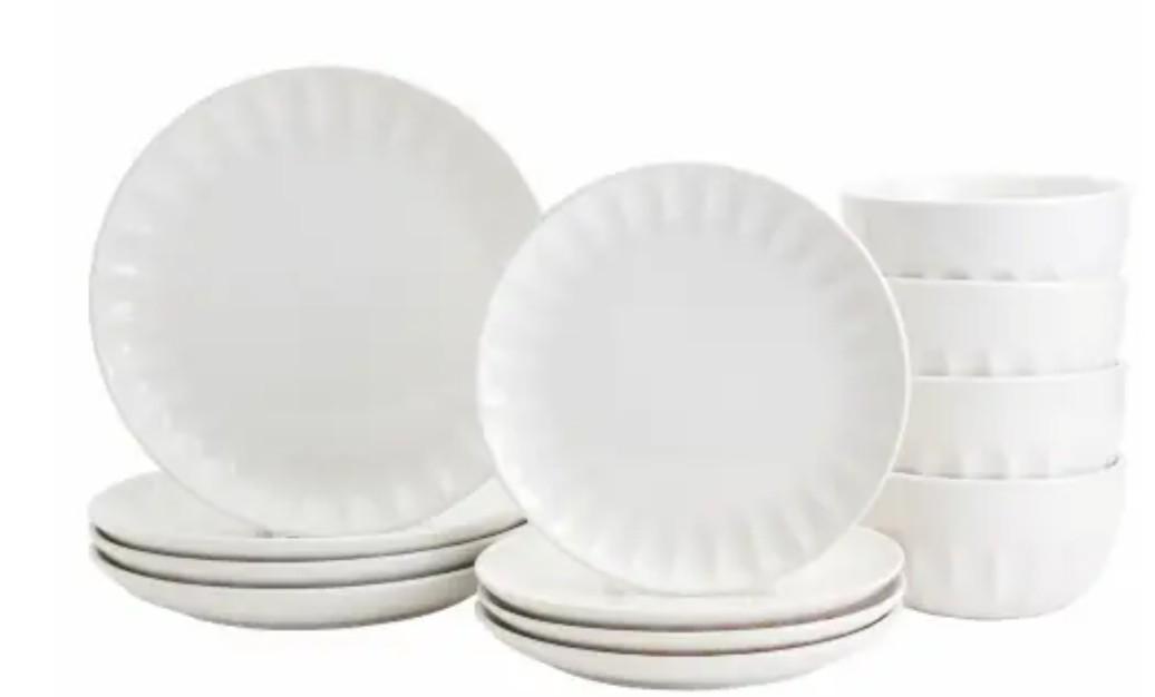 Mason Craft and More Stoneware Cafe Dinnerware Set - White
