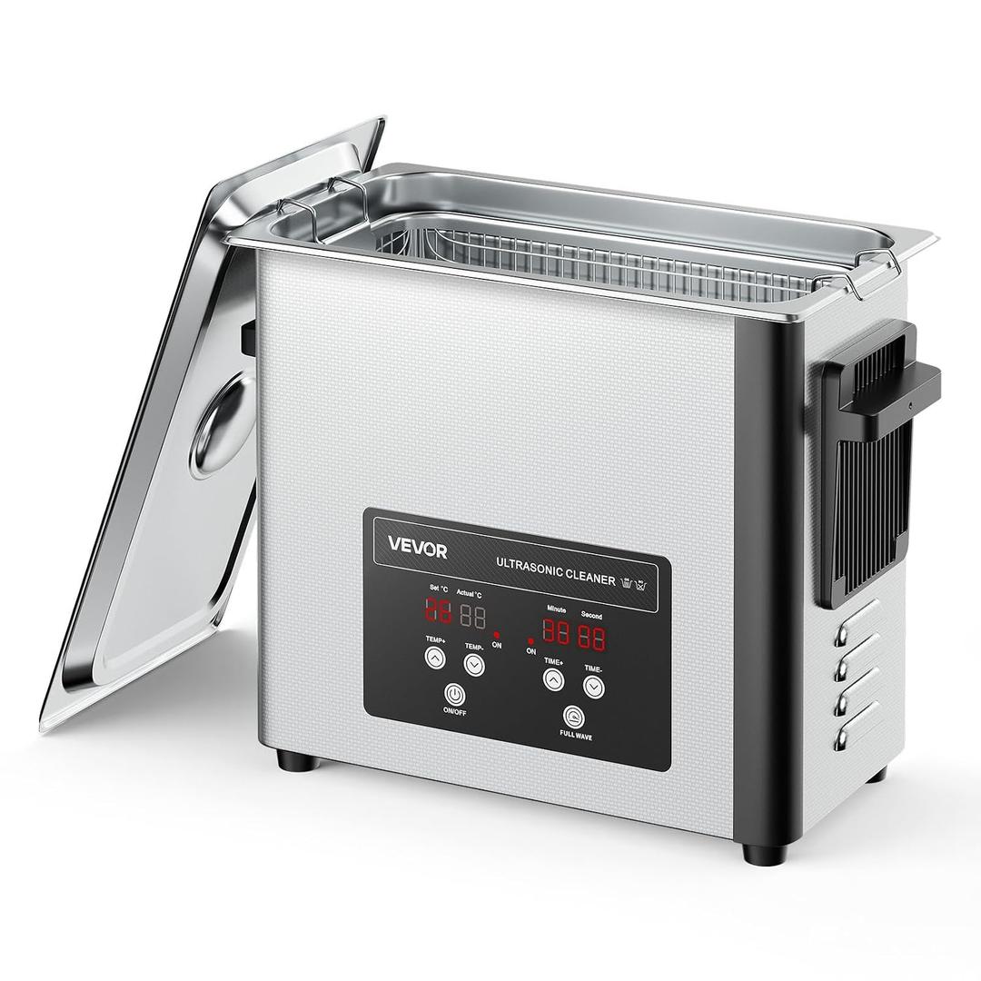 VEVOR 6L Ultrasonic Cleaner, Professional Ultrasonic Cleaner Machine with Cleaning Basket & Digital Display, 120W Stainless Steel 40kHz Cleaning Machine for Watches, Razors, Jewelry, Coins and More