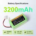 Replacement RVBAT850 Battery (3200mAh, 2-Prong Connector) Compatible with Shark Ion R75, R85, RV761, RV850C, RV1000S, RV700_N, RV720_N, UR1000SR (1 Pack)