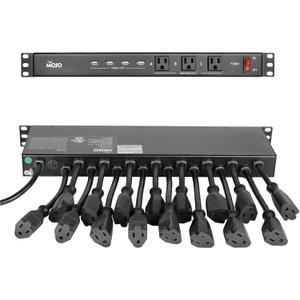 Tecmojo 1U Rack Mount 19 Outlet PDU Power Distribution Unit Power Strip Circuit Breaker fits 19-inch AV/Network/Server Cabinet/Closet/Enclosure
