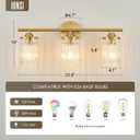 Jonsi Gold Bathroom Light Fixtures 3-Light Vanity Lights Modern Wall Sconce with Clear Glass Shade Brushed Brass Bathroom Light Fixture Over Mirror for Bedroom Hallway Kitchen