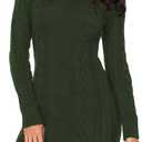 BLENCOT Womens Turtleneck Long Sleeve Elasticity Chunky Cable Knit Pullover Sweaters Jumper S