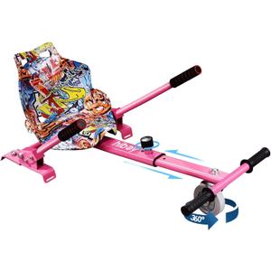 Hiboy HC-01 Hoverboard Seat Attachment for 6.5" 8" 8.5" 10" Hoverboards, Easy Assembly & Adjustable Frame Length Buggy Attachment, Hoverboard Go Kart Accessory for Kids & Adults (pink)