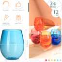Gerrii 6 Pack 12oz Plastic Stemless Wine Glasses Bulk Colored Reusable Shatterproof plastic wine cups for Indoor Outdoor Dining Supplies Party, Multicolo