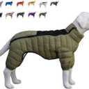 Olive Green Dog Jacket, Waterproof Windproof Reflective Warm Vest for Small to XXXXL Dogs (4XL (24inch Back))