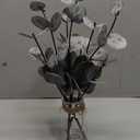 Bessol Artificial Eucalyptus Stems in Glass Vase with Faux Water Halloween Decor, 14 Fake Plants for Home Decor Table Centerpieces Office Bathroom Faux Plants Indoor Black Decorations