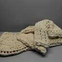 Chunky Knit Blanket Throw - 50"x60" 3.7 lbs. - Soft Chenille Yarn Knitted Blanket - Machine Washable Crochet Blanket - Handmade Cable Knit Throw Blanket for Couch, Bed (Oat White)