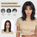 Hairro Real Hair Topper With Bangs Clip In Small Human Hair Toppers For Women Wispy Short Thin Remy Natural Black Topper Hairpieces Fake Bangs Hair Clip 10 Inches 20g #1B