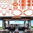 23PCS Full Set Interior Decoration Trim Kit for Jeep Wrangler JL JLU Gladiator JT 2018-2023 Steering Wheel Door Handle Air Conditioning Vent Cup Holder Reading Light Headlight Gear Cover (Orange)