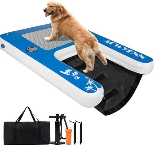 ACWYENN Large Inflatable Dog Pool Ramp for Large Dog, 75*37 inch