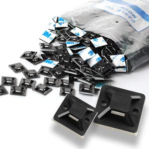 Self Adhesive Cable Tie Mounts - 3M Strongly Adhesive-Backed Zip Tie Base Holders for Home, Office Cable Wire Management