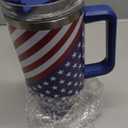 SANDJEST American Flag Tumbler with Handle, America Engraved 40oz Stainless Steel Insulated Coffee Mug with Lid & Straw, America Gifts for Men Women, USA Tumblers Cup Gift for Christmas
