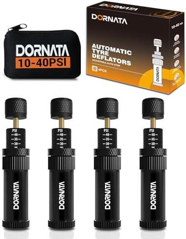 DORNATA Adjustable Tire Deflator Auto-Stop (10-40 PSI) Offroad Accessories Valve Stem kit 4x4 Tyre Air Down Tool for Truck, Pickup, Motorcycle,Jeep etc.(Black)