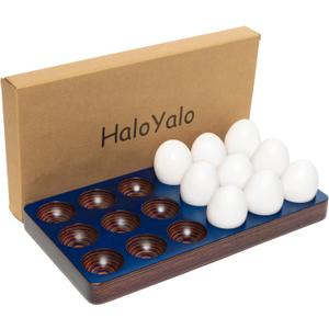 Wooden Egg Holder Countertop, and Deviled Tray - Tabletop Display Refrigerator Storage, Countertop for Fresh Eggs -18 Rack, Blue