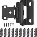 1/2" Partial Overlay Cabinet Hinges,(25 Pairs -50 Pack) Matte Black Partial Wrap Hinge Self Closing Door Hinge for Kitchen Cabinets