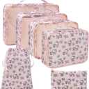 AmBealla 6 Set Travel Organizer,Packing Cubes for Travel Luggage Organizer Bags,Waterproof Pink Twill,Cute Packing Organizers for Business/Vacation,Women's Clothes Storage
